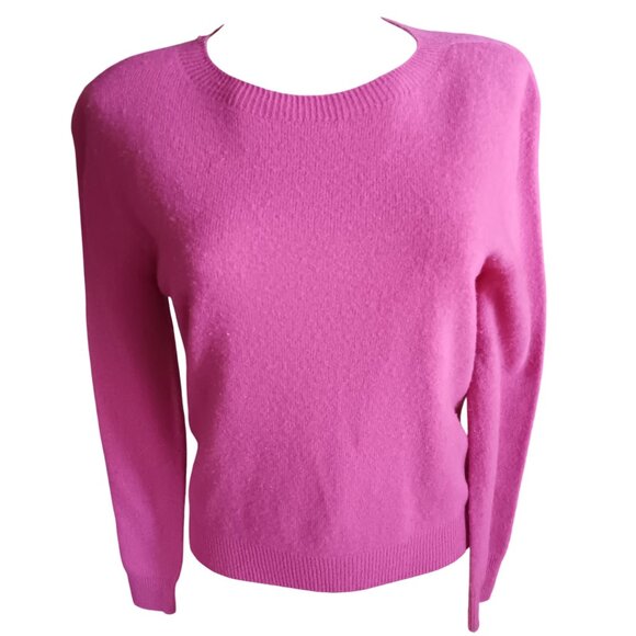 Medium Women's Crewneck Sweater Pink Long Sleeve Soft Knit Top Rose Pink - Picture 2 of 5